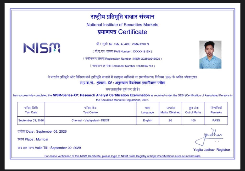 NISM Series XV - Research Analyst Certification